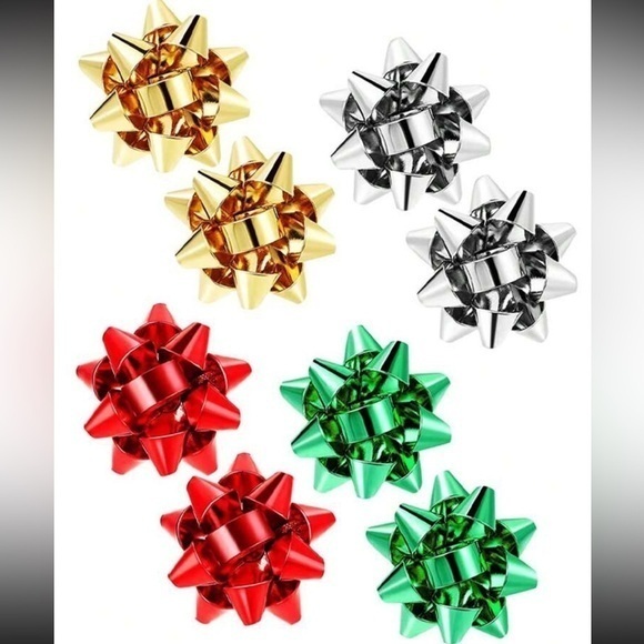 Was $28 🎉 Christmas Bow Earrings in Red Green Gold or Silver BRAND NEW - Picture 1 of 11